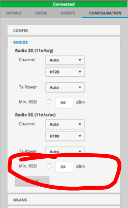 Sinal Mínimo para UniFi 
